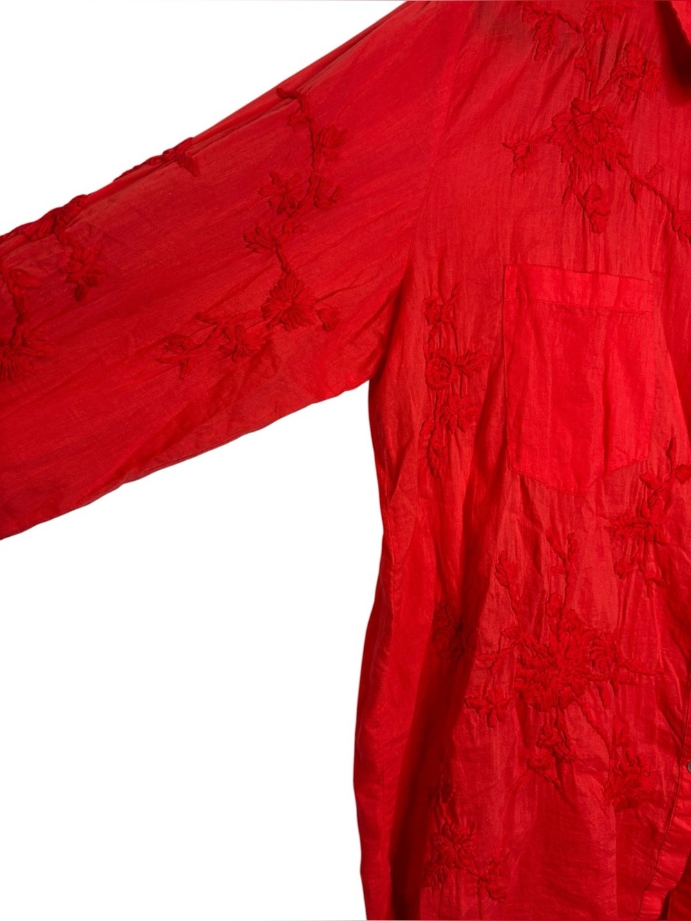 Karyn Seo Cotton Embroidered Long Sleeve Light Weight Button Up Blouse Large - Picture 4 of 11